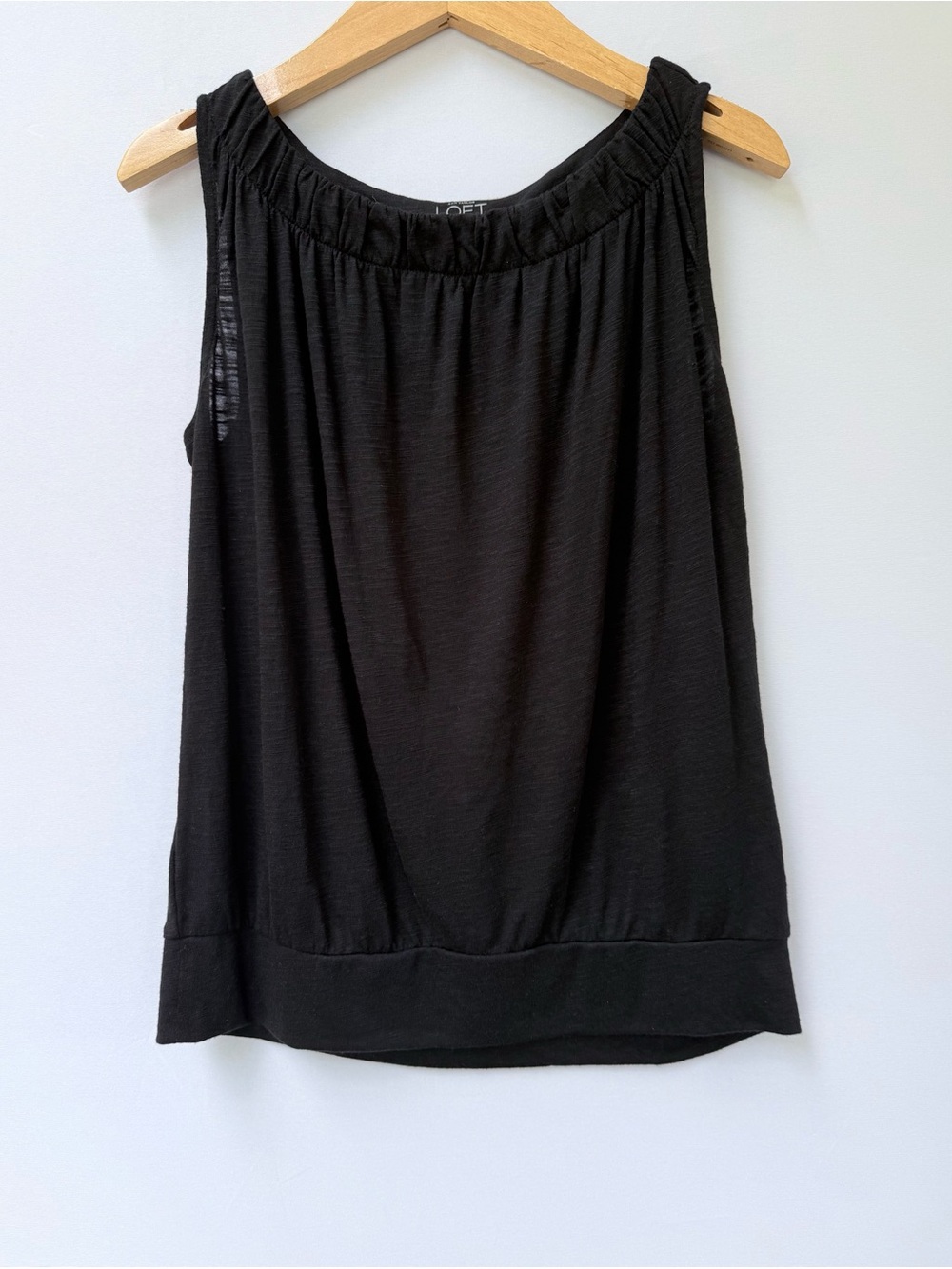 LOFT Black Gathered Scoop Neck Sleeveless Going Out Tank Top - Small, NWOT